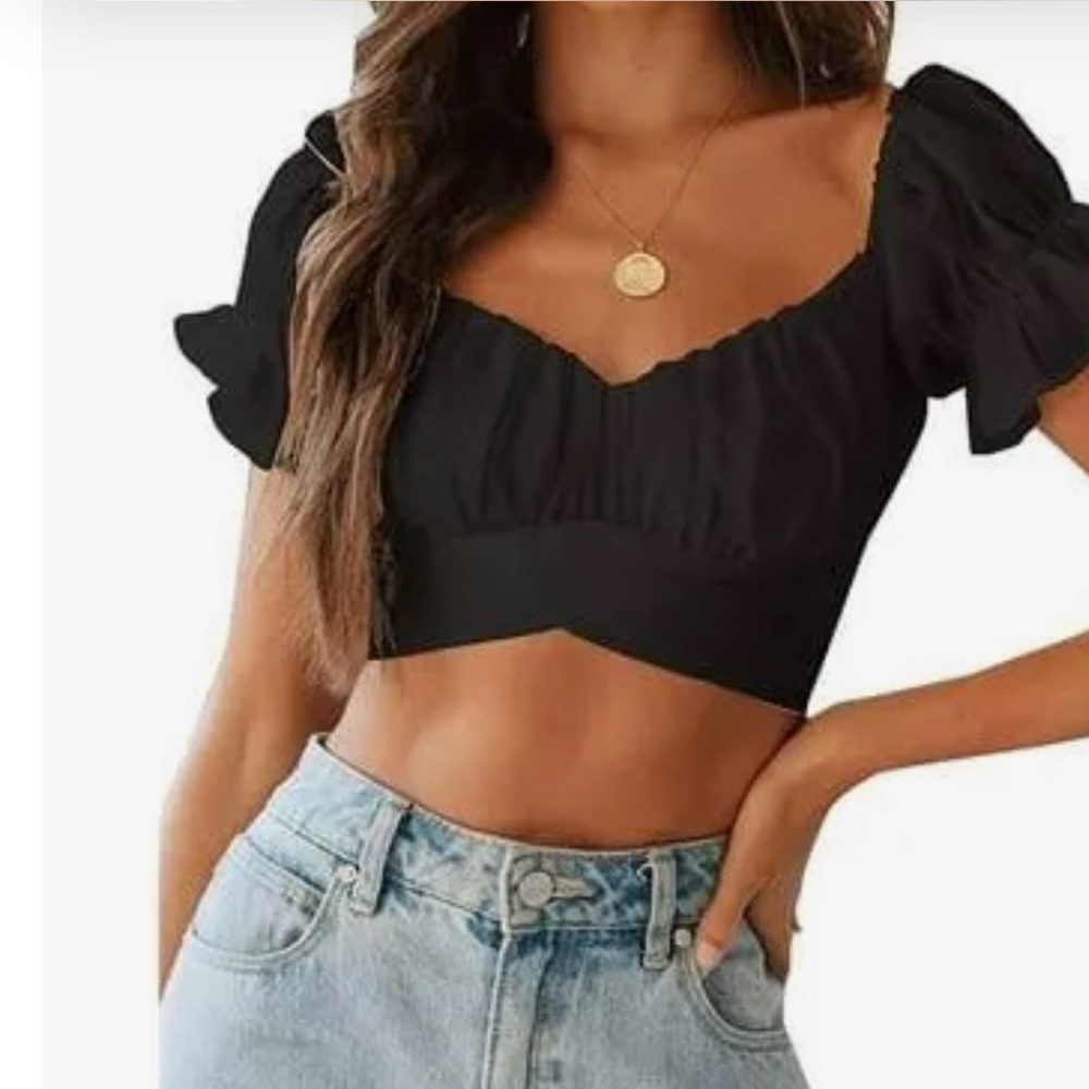 Black Ruffled Women's Top